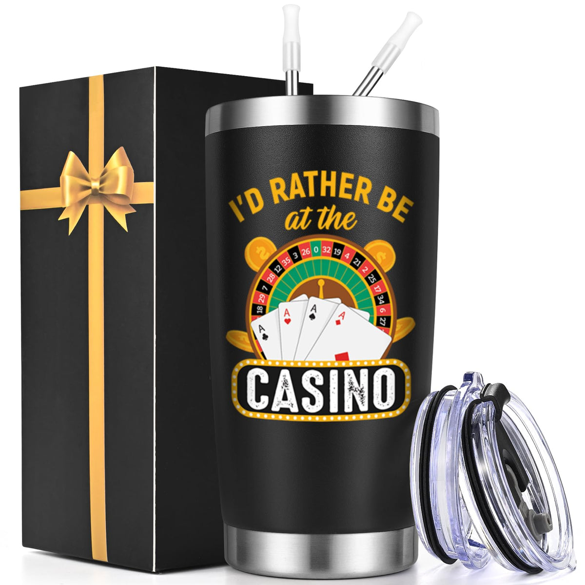 Lifecapido casino tumbler 20oz with straw lid for spill-free poker nights.