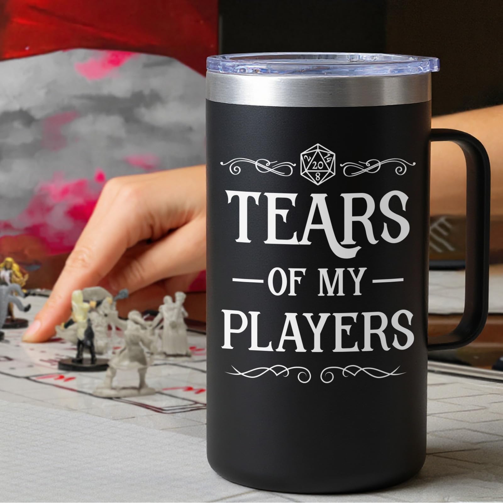 Black finish Lifecapido mug adds sleek style to gaming.