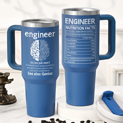 Lifecapido Engineer Nutrition Facts 40oz tumbler blue insulation emphasizes long-lasting temperature control