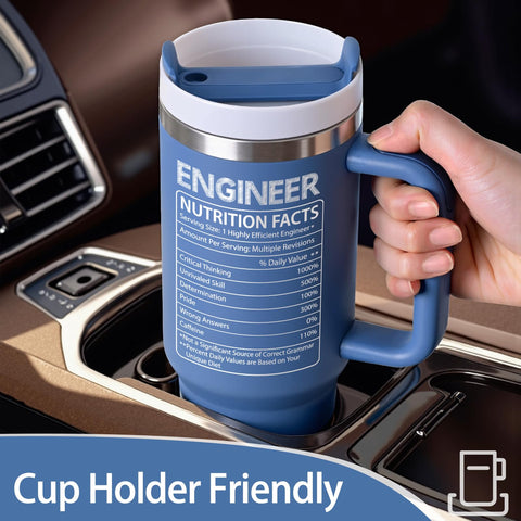 Lifecapido Engineer Nutrition Facts 40oz tumbler blue office use promotes focus with hydration