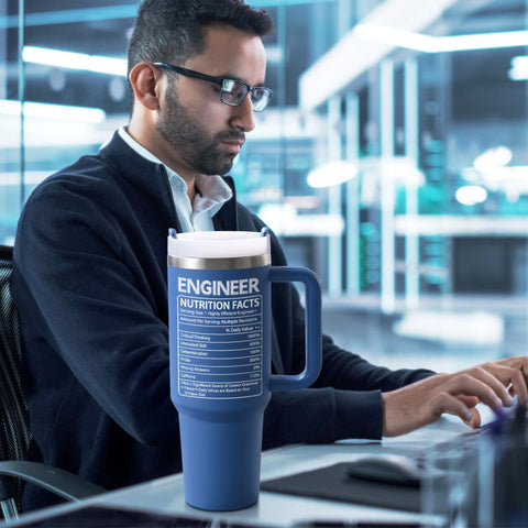 Lifecapido Engineer Nutrition Facts 40oz tumbler blue outdoor use suits camping and travel