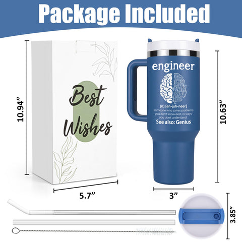 Lifecapido Engineer Nutrition Facts 40oz tumbler blue packaging makes a thoughtful engineer gift