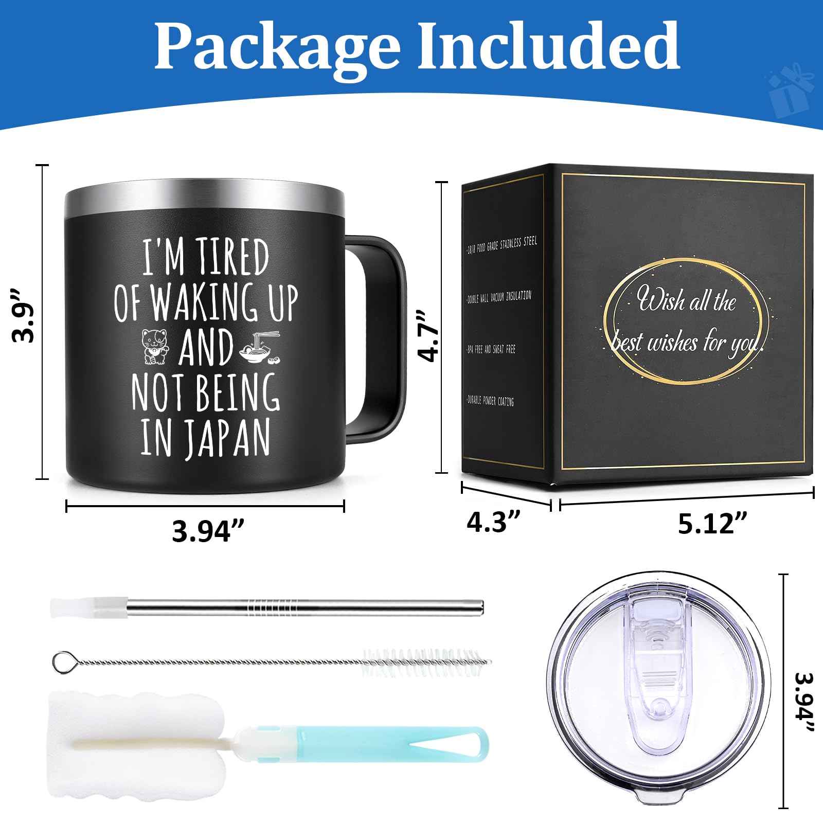 Lifecapido Japanese Gits mug accessories set includes lid and straw.