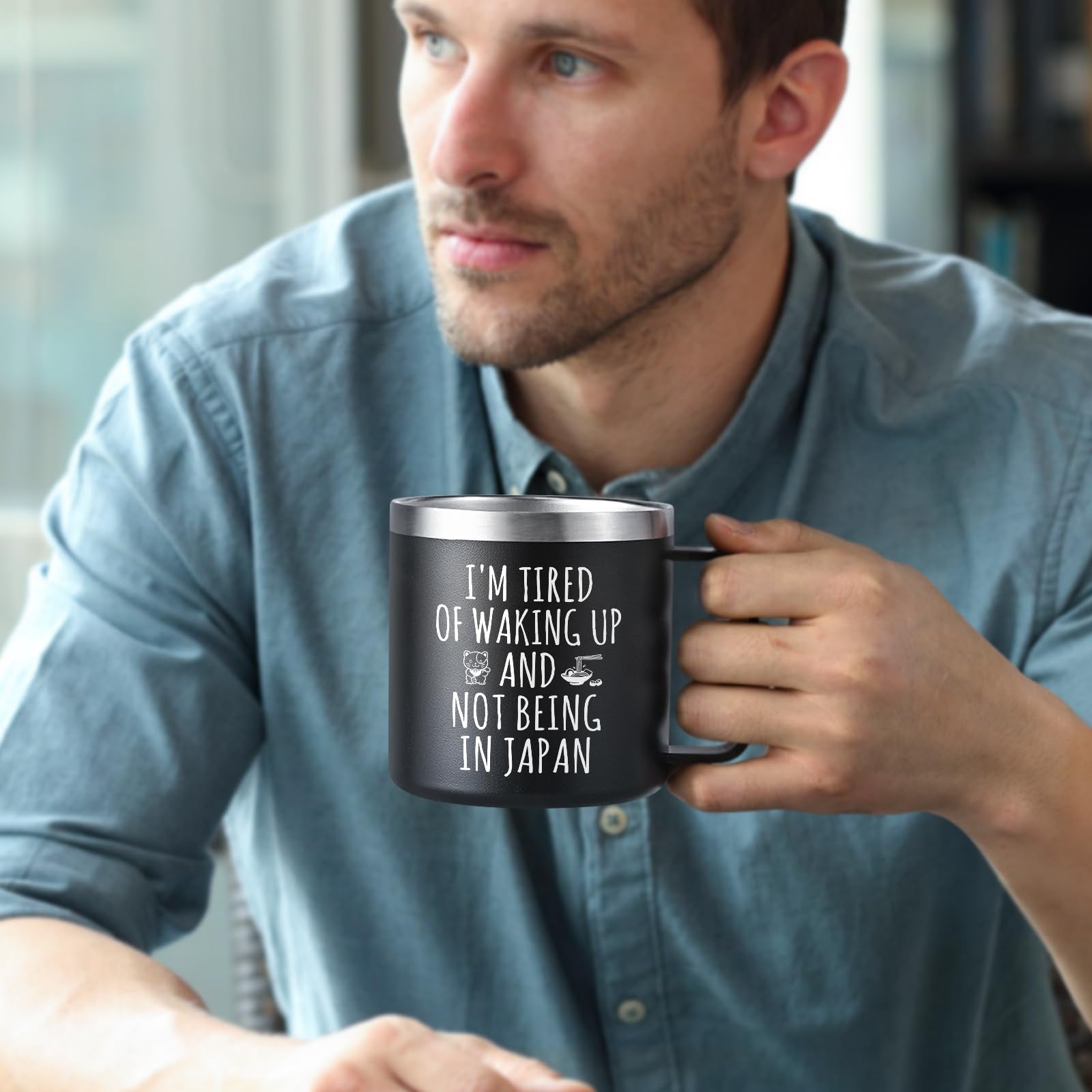 Lifecapido Japanese Gits mug insulated body demonstrates temperature retention.