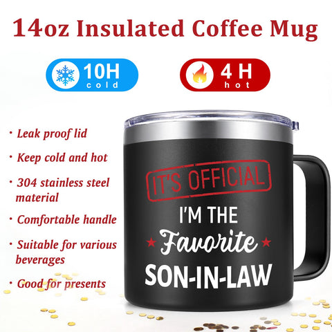 Lifecapido Son In Law mug beside camping gear.