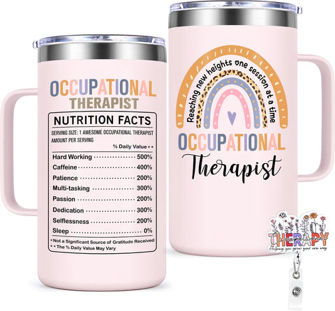 Lifecapido 20oz OT mug with badge reel, ideal office gift for therapists