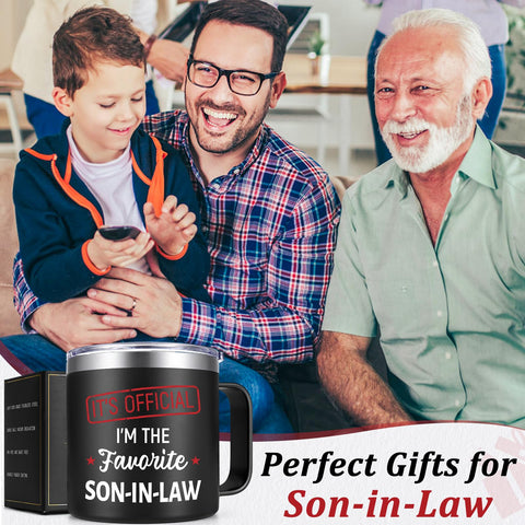 Lifecapido Son In Law mug in black displays official pattern.