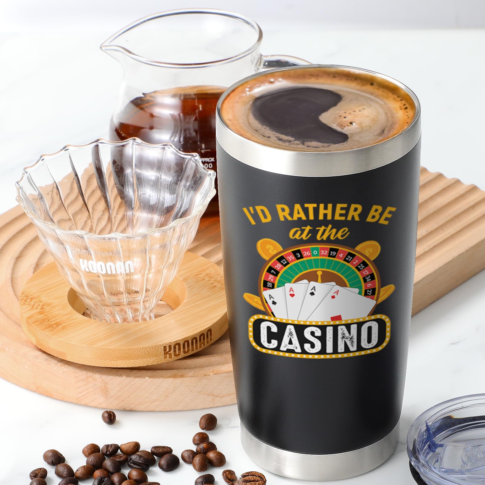 Lifecapido on-the-go tumbler supports Vegas trips and home game nights.