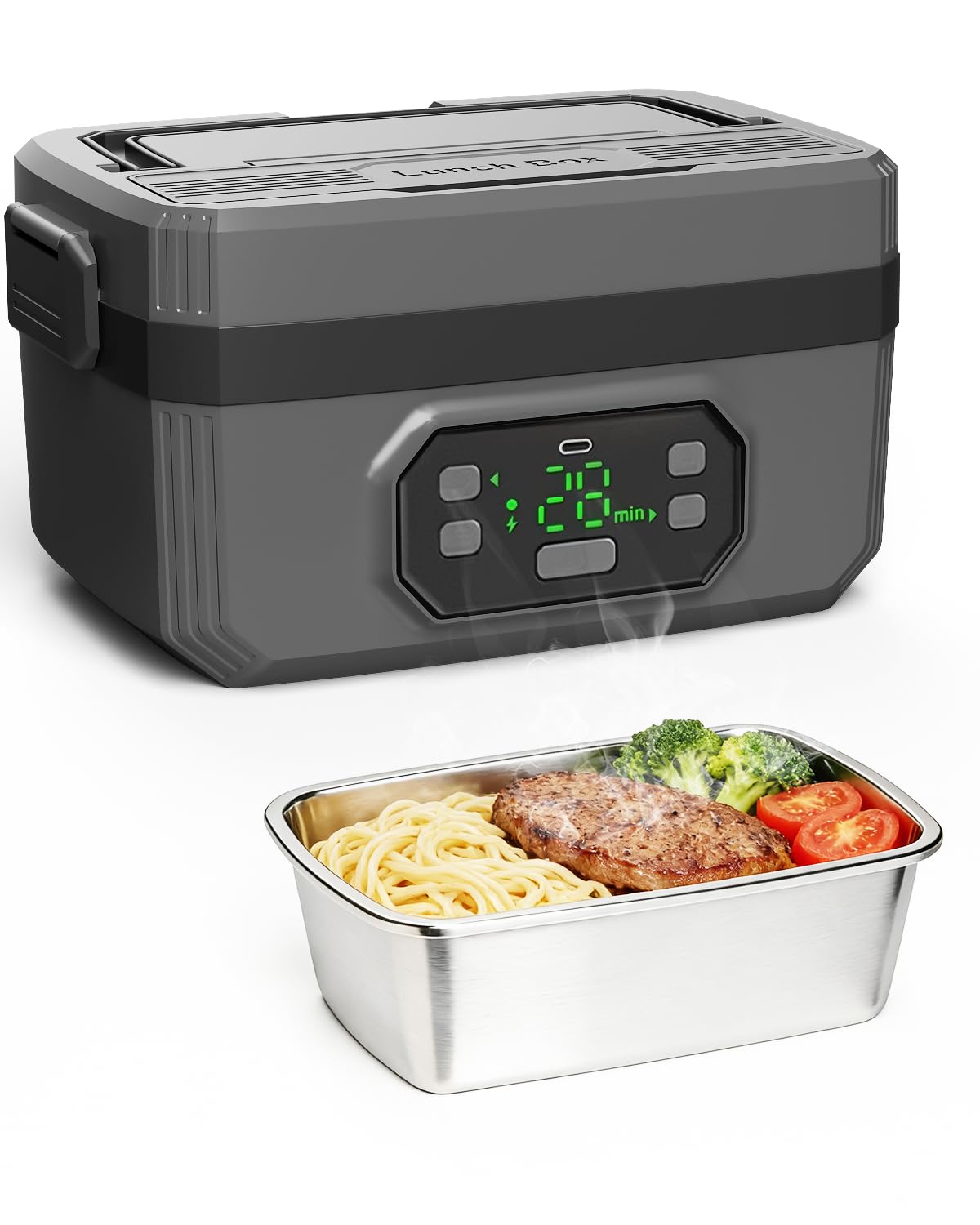 Lifecreek cordless lunch box with stainless steel container for leak-free meals