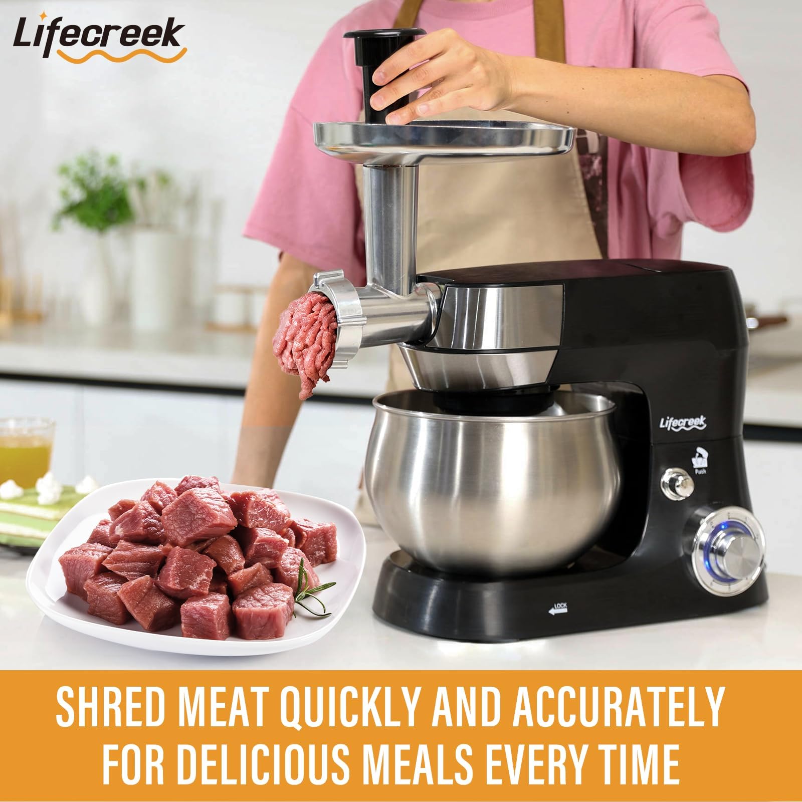 LIFECREEK meat grinder attachments enable effortless home-ground meat preparation