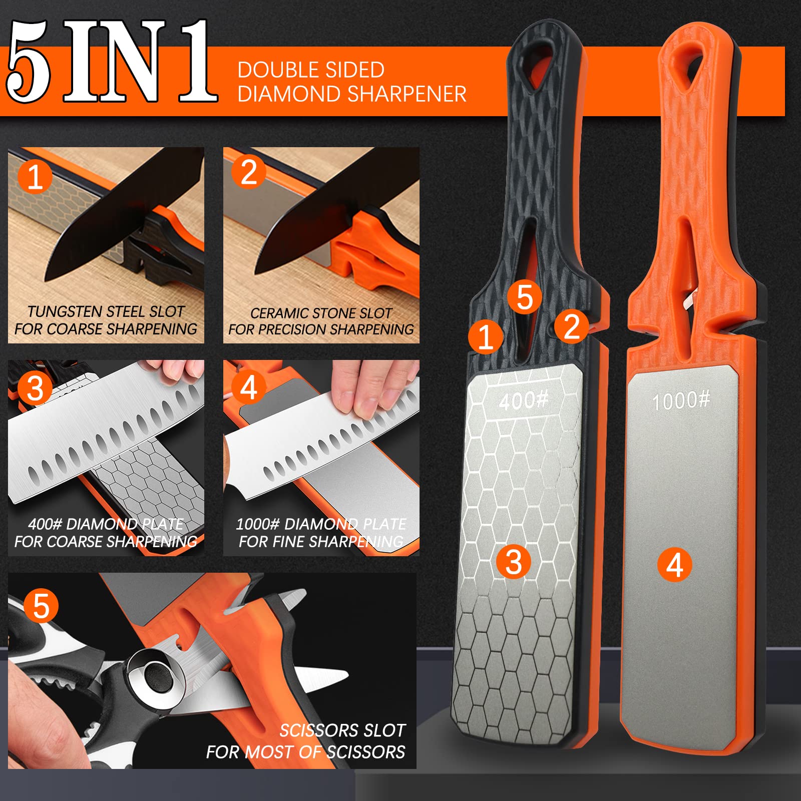 Lifeholic 1000 grit fine side refines edges and removes burrs.