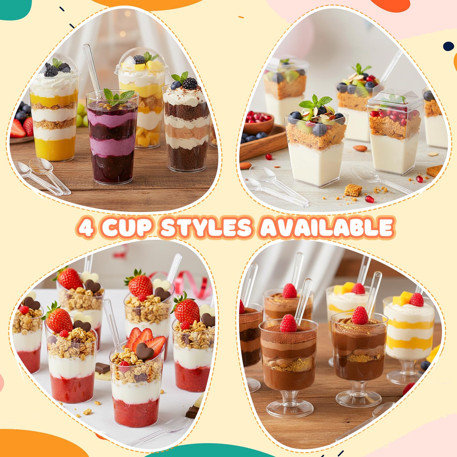 Three and four ounce LifeIdeas cups ready for photogenic desserts