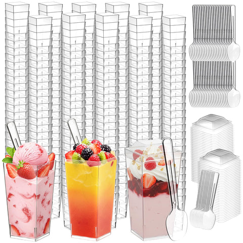 LifeIdeas 3oz square dessert cups with lids and spoons for organized party servings.
