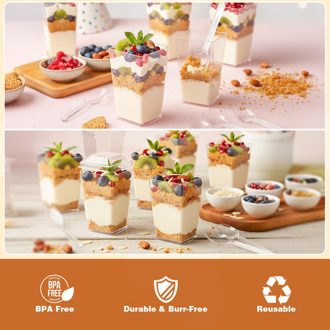 LifeIdeas airtight lids on dessert cups keep flavors fresh and prevent odor transfer.