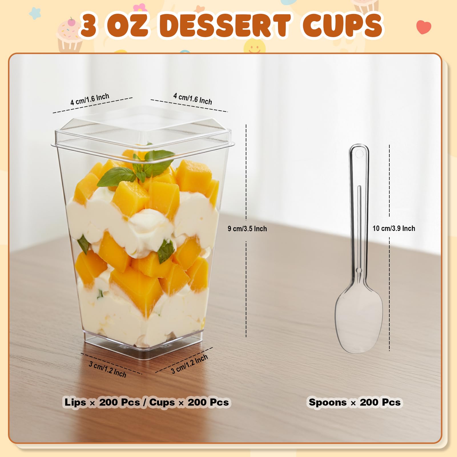 LifeIdeas clear durable plastic dessert cups highlighted for desserts and parfaits.