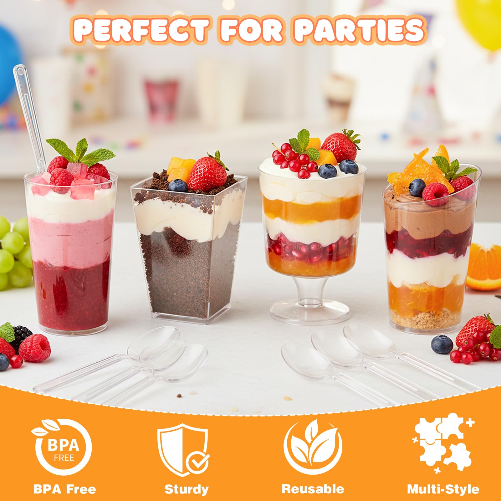 Parfait cups in four fashion styles by LifeIdeas for different party vibes
