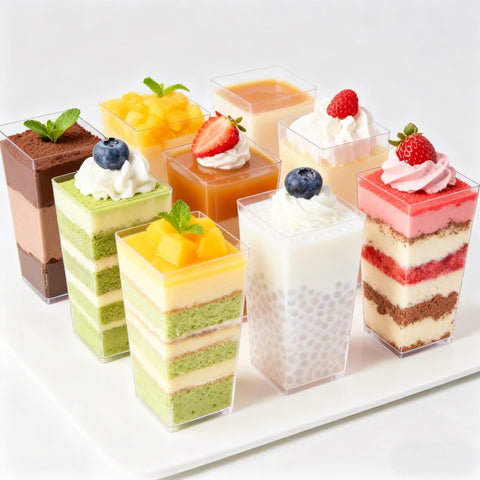 LifeIdeas photo ready dessert cups enhance display and presentation.