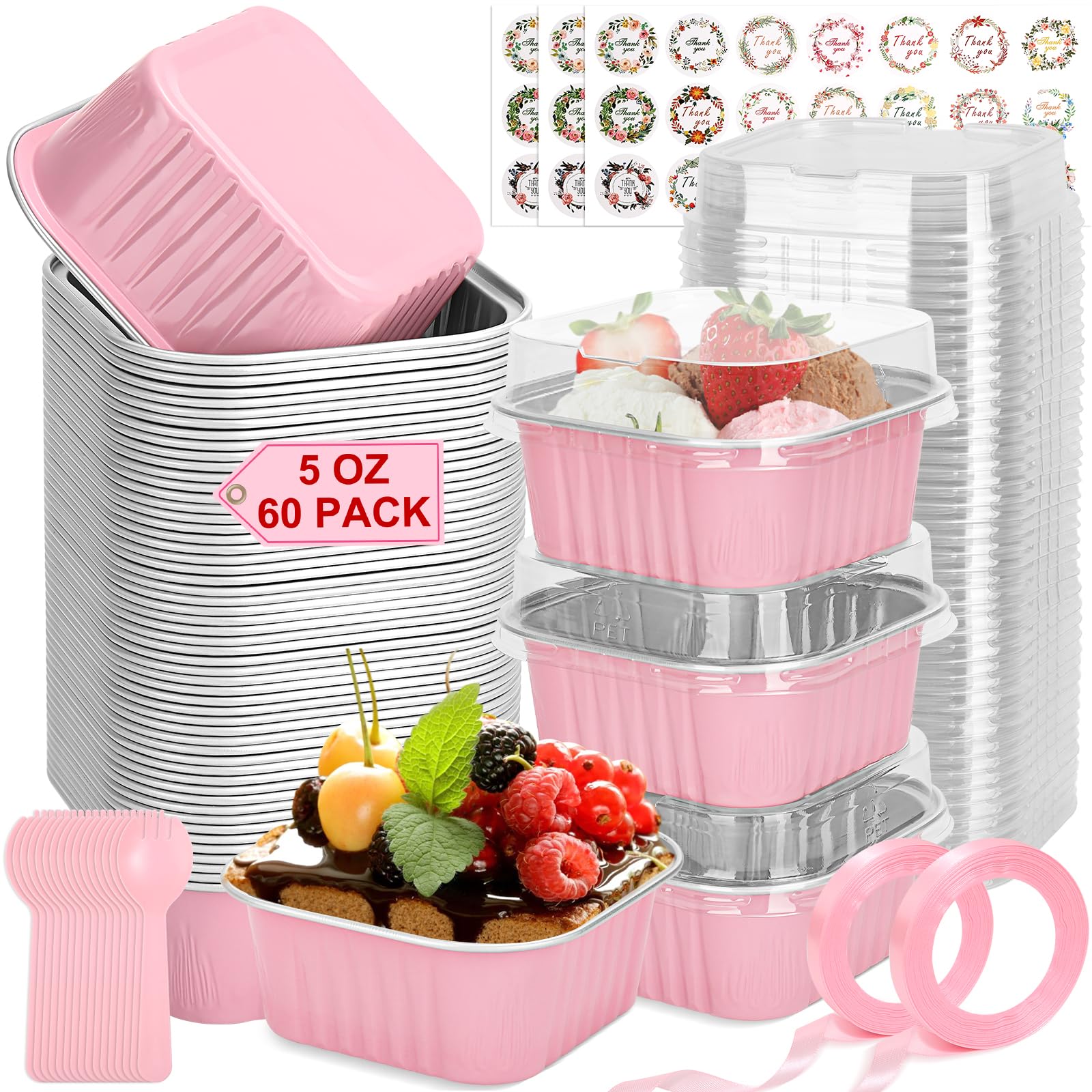 LifeisLuck mini cake pans with pink lids for wedding favors and dessert stations