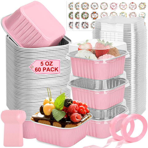 LifeisLuck mini cake pans with pink lids for wedding favors and dessert stations