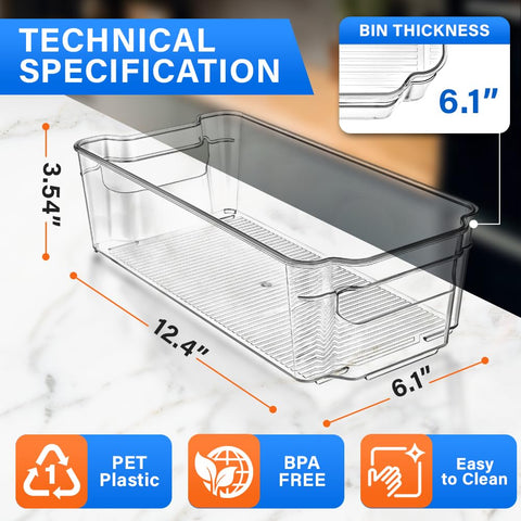 Lifemaster clear bin inside fridge highlighting visibility and quick item retrieval.