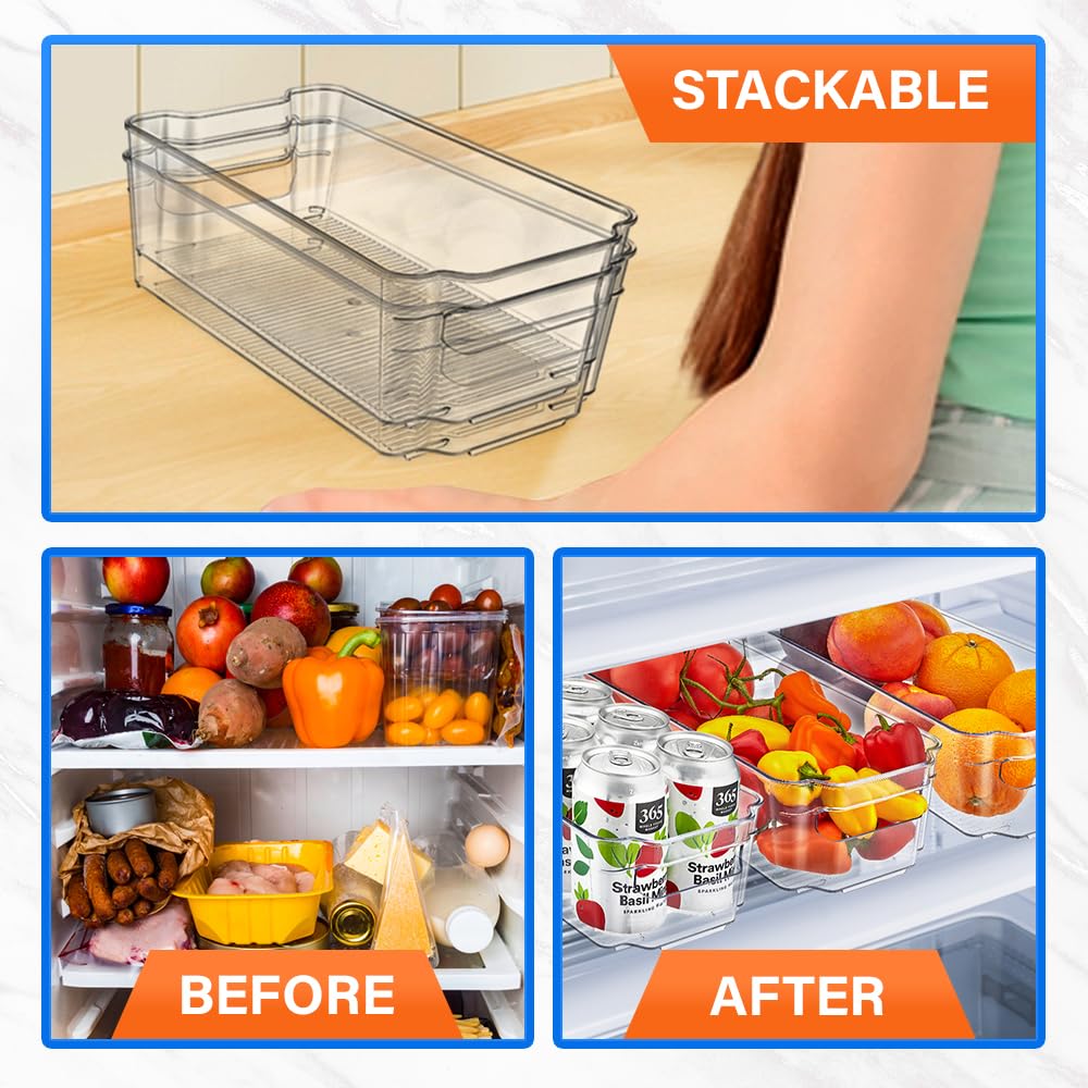 Lifemaster stackable bins layered to maximize vertical kitchen storage.
