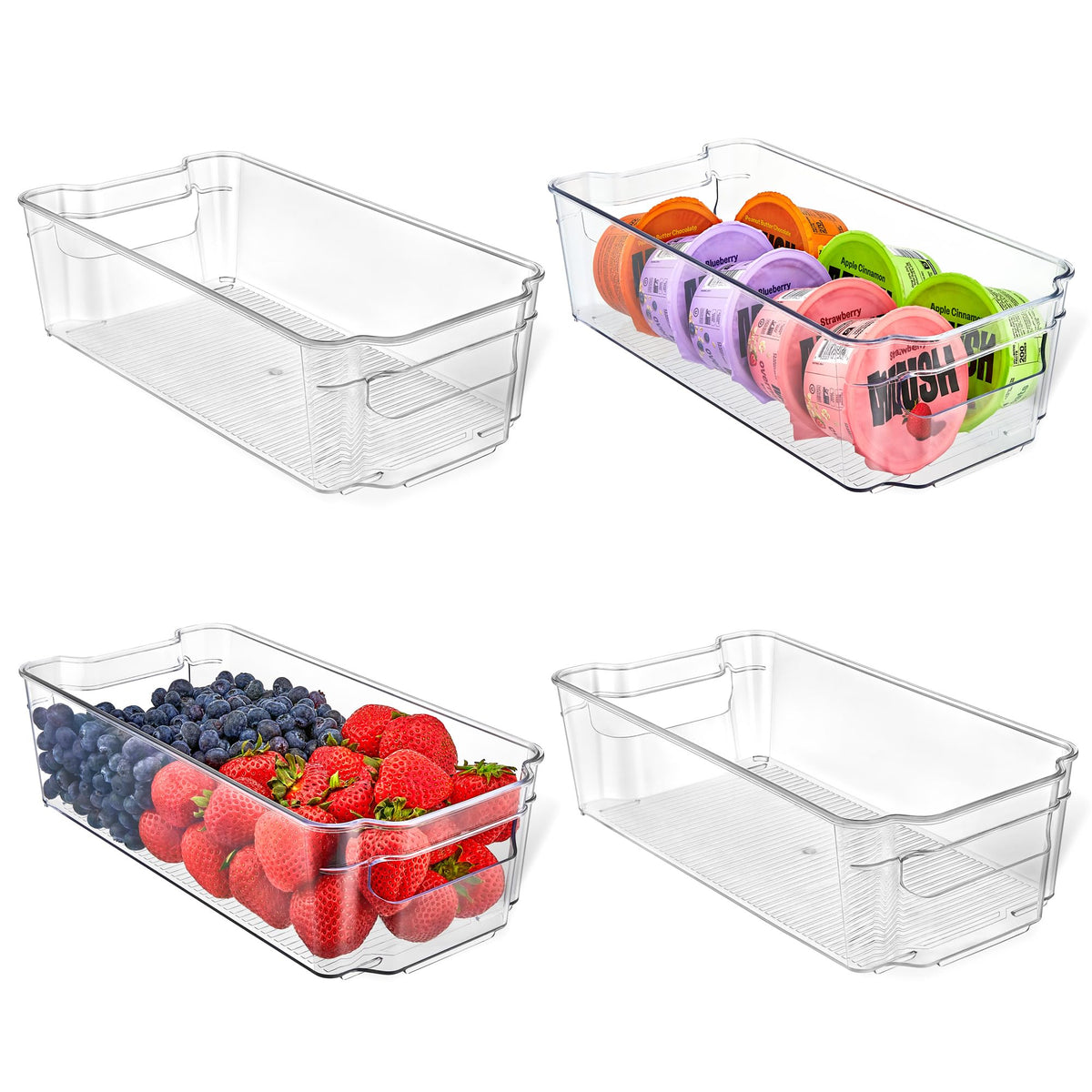 Lifemaster stackable fridge bin front view for easy access and organized storage.
