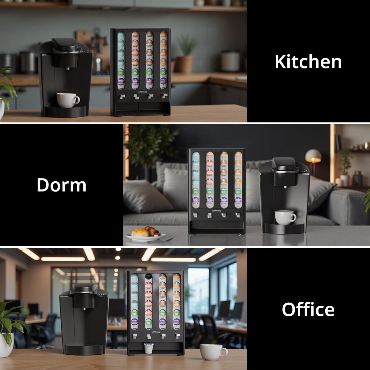 LifeMoreasy counterspace-friendly stand supports easy reach for quick brews.