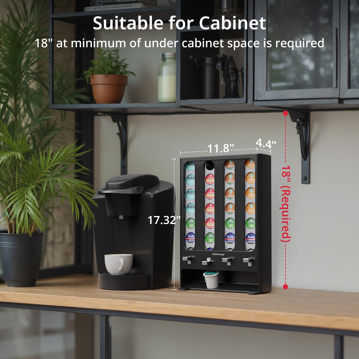 LifeMoreasy K Cup Dispenser dispensing action demonstrates effortless retrieval for busy mornings.