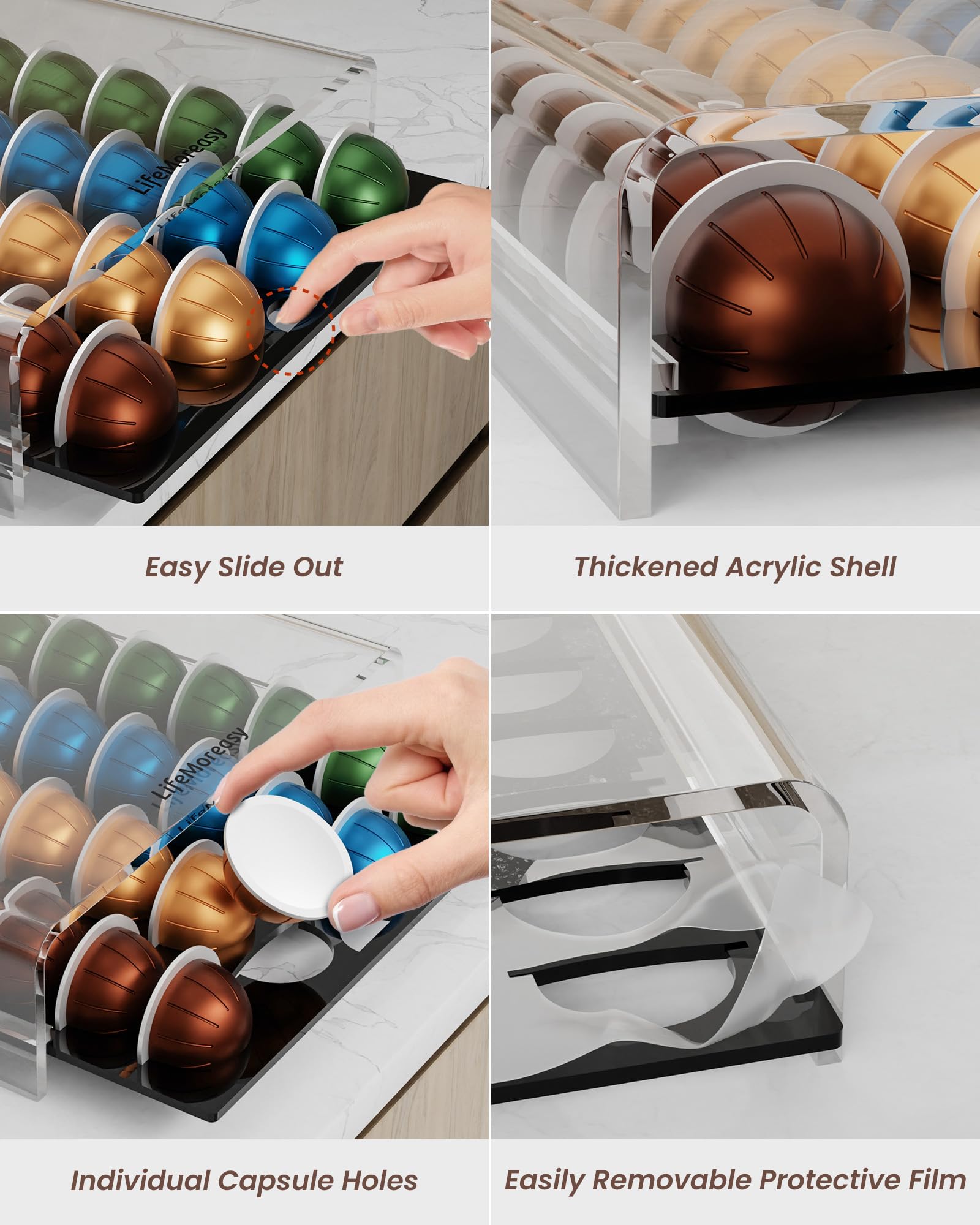 LifeMoreasy Vertuo pod holder protects capsules from dust with easy cleaning