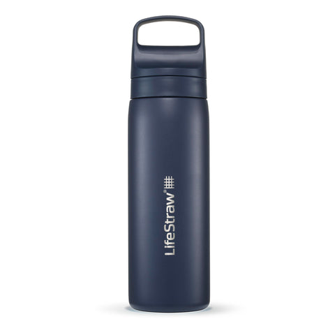 LifeStraw Go bottle in insulated stainless steel keeps drinks cold on the move.