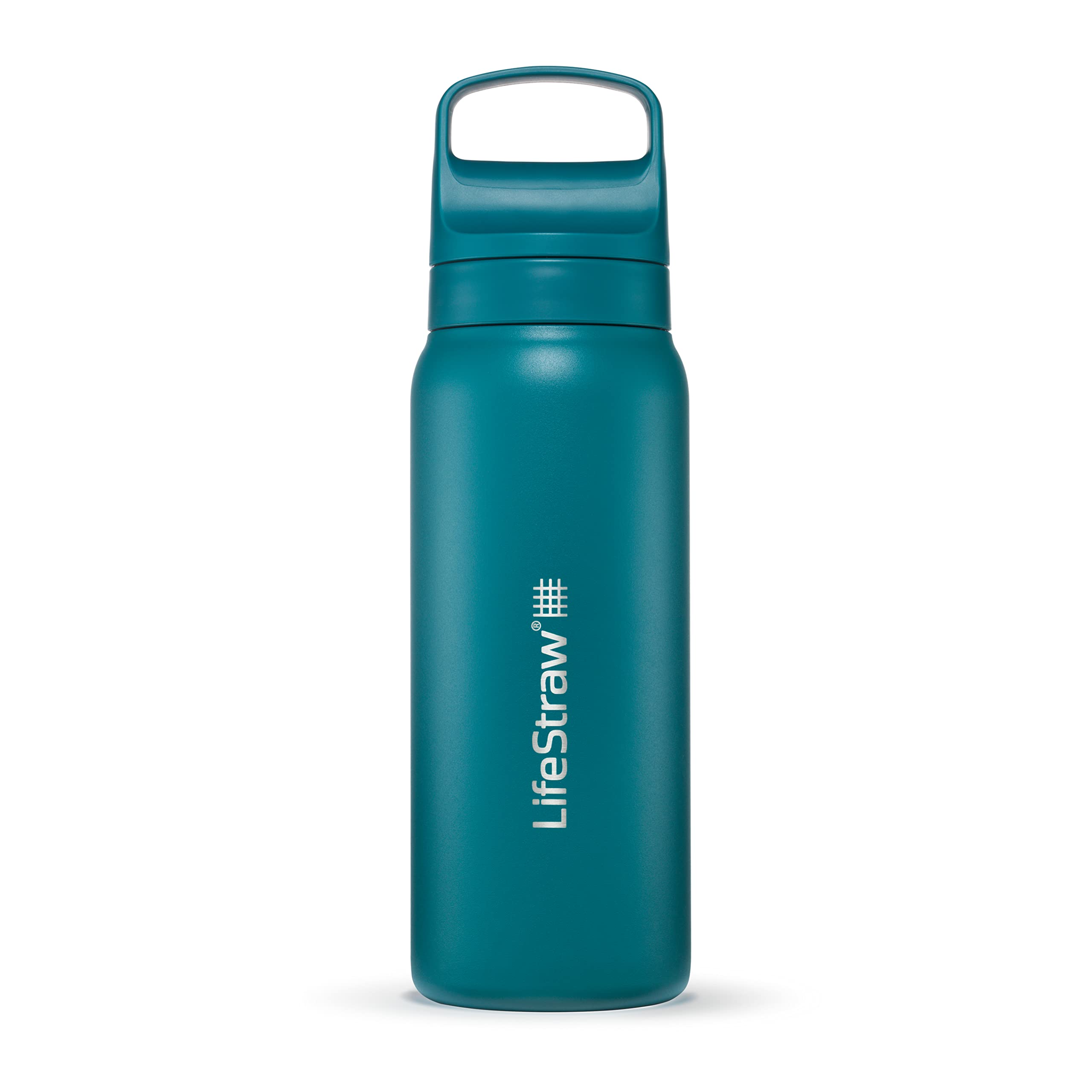 LifeStraw Go Series insulated bottle cap demonstrates leak-resistant design for travel.