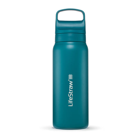 LifeStraw Go Series insulated bottle cap demonstrates leak-resistant design for travel.