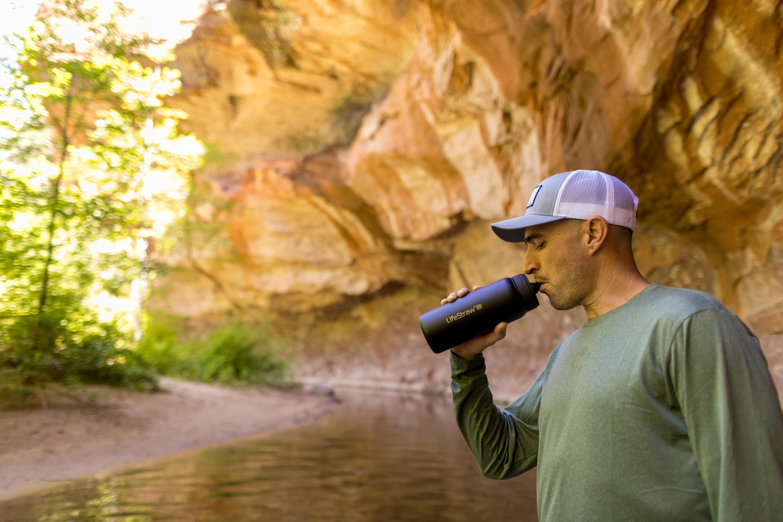 LifeStraw Go Series travel-ready bottle in airports or hotels.