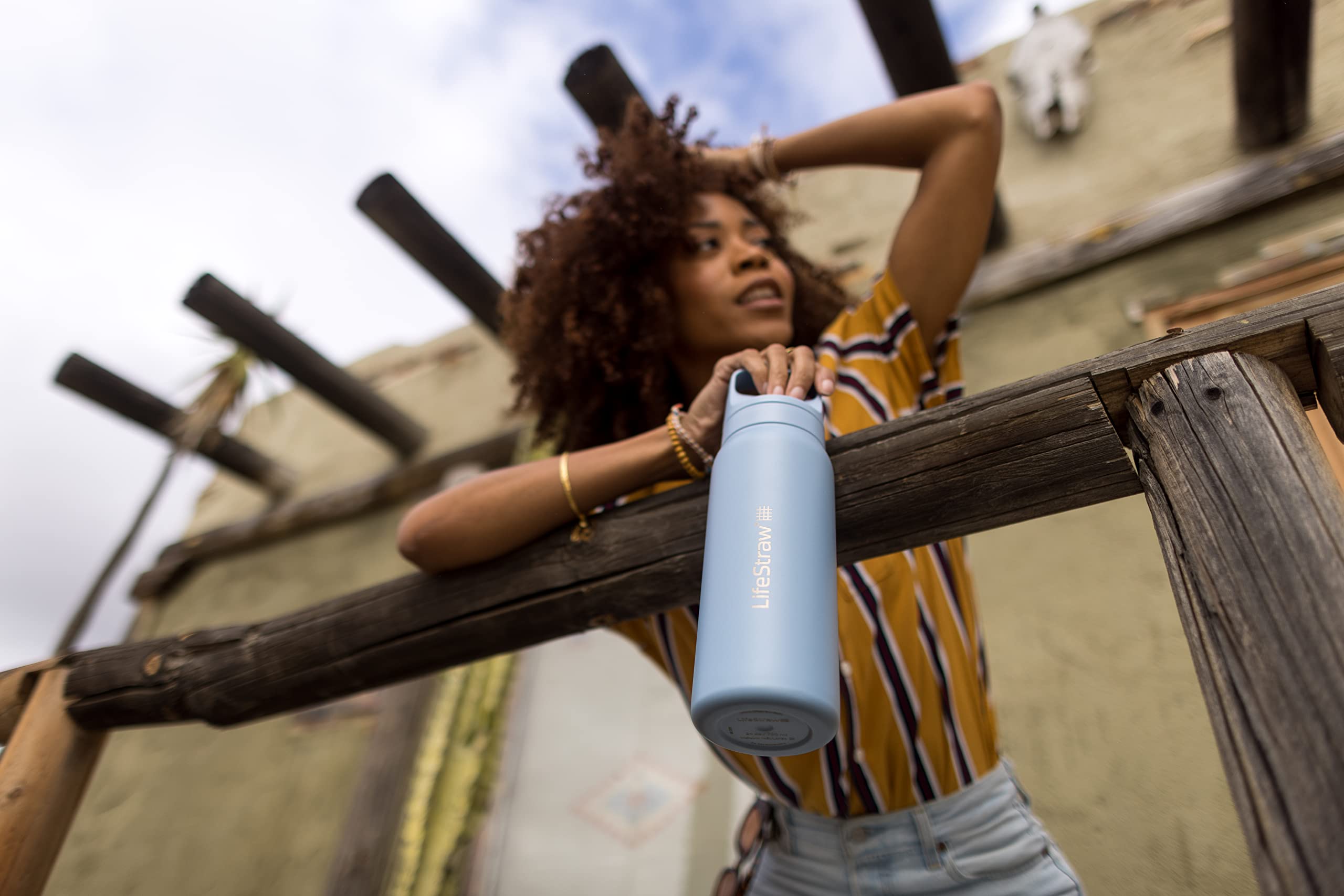 LifeStraw Go Series microfilter blocks bacteria and parasites for peace of mind.