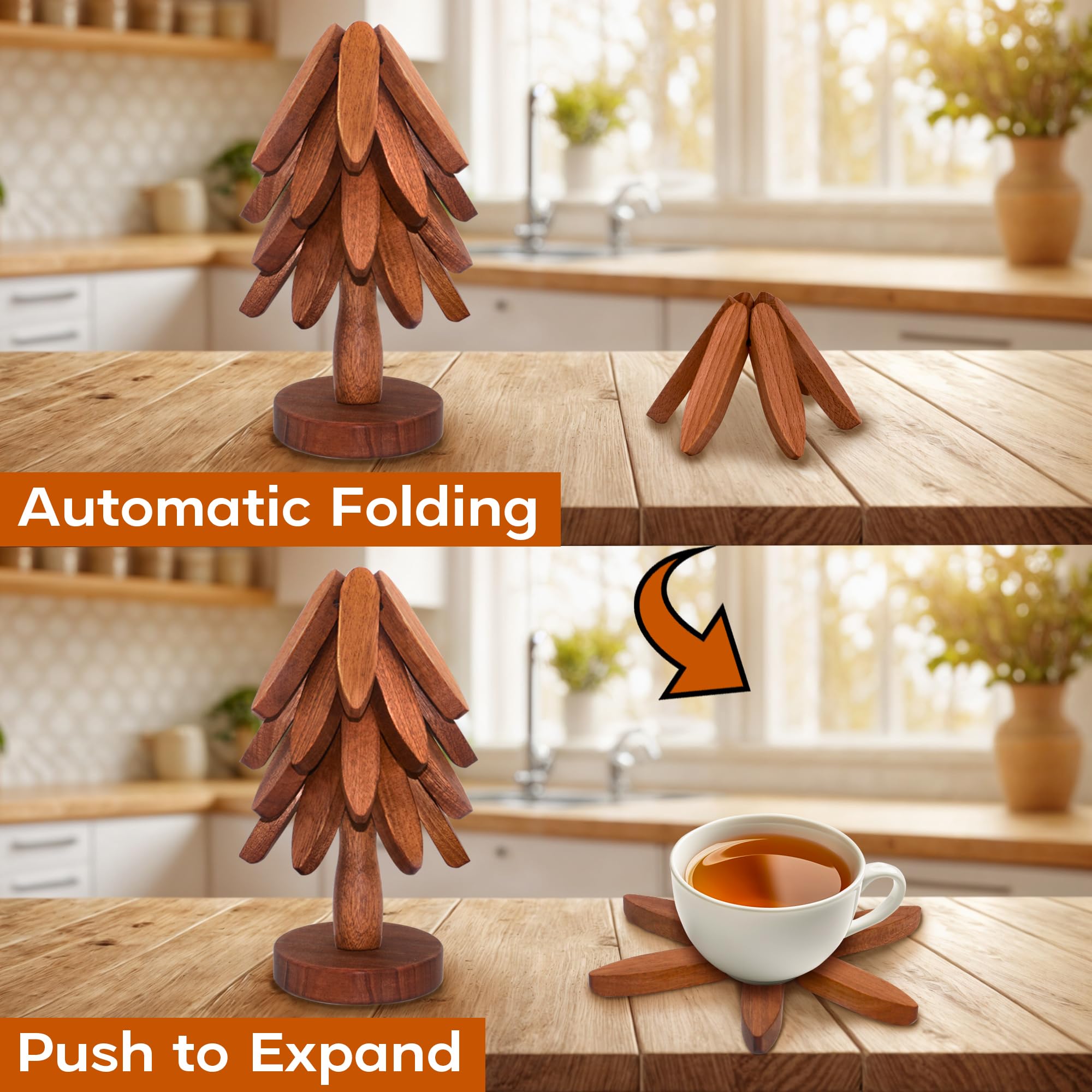 LIFETOWE teapot trivet wood showcasing versatile kitchen use