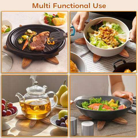 LIFETOWE tree trivets on kitchen counter protect surfaces elegantly.