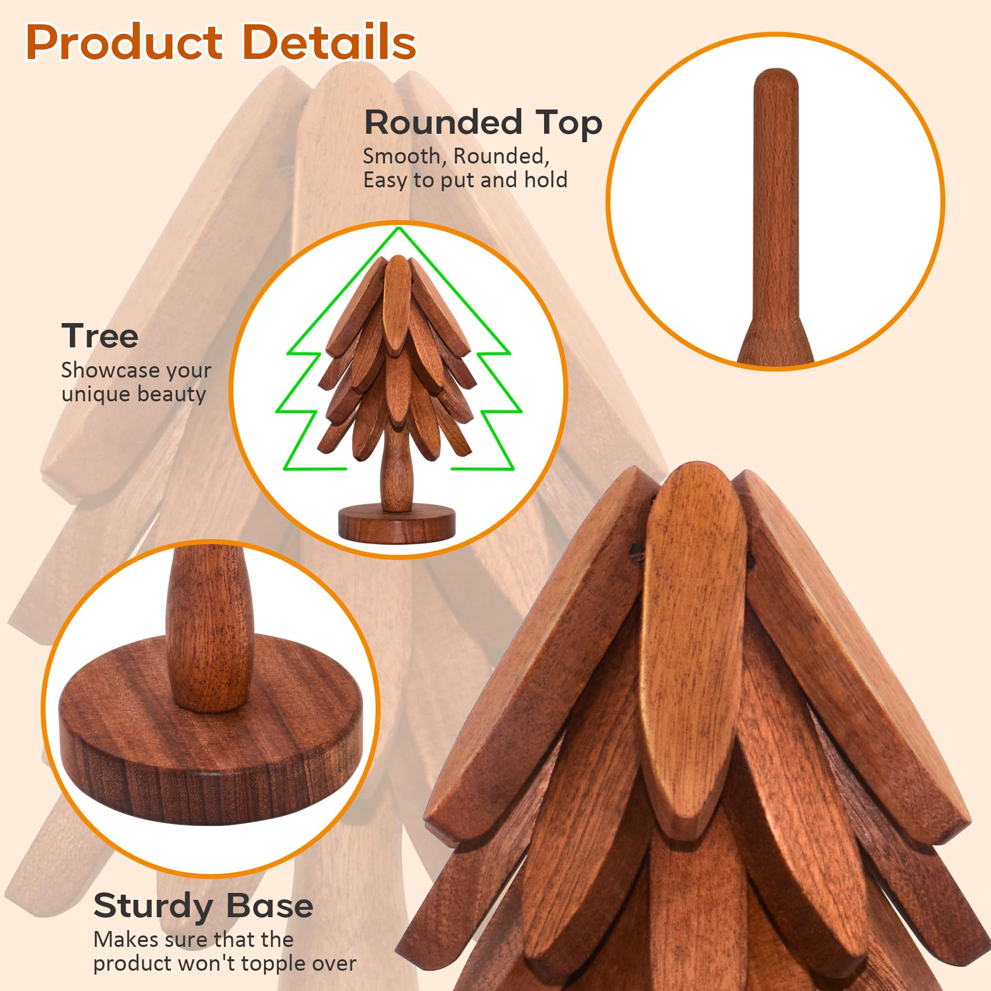 LIFETOWE tree trivet stand displaying coasters neatly when not in use