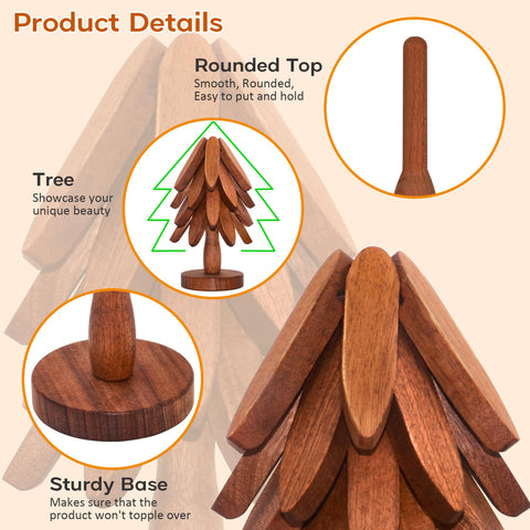 LIFETOWE tree trivet stand displaying coasters neatly when not in use