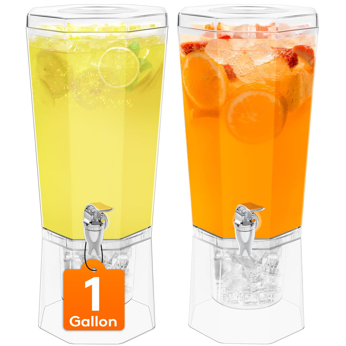 Lifewit 1 gallon drink dispensers two-pack for easy party refills