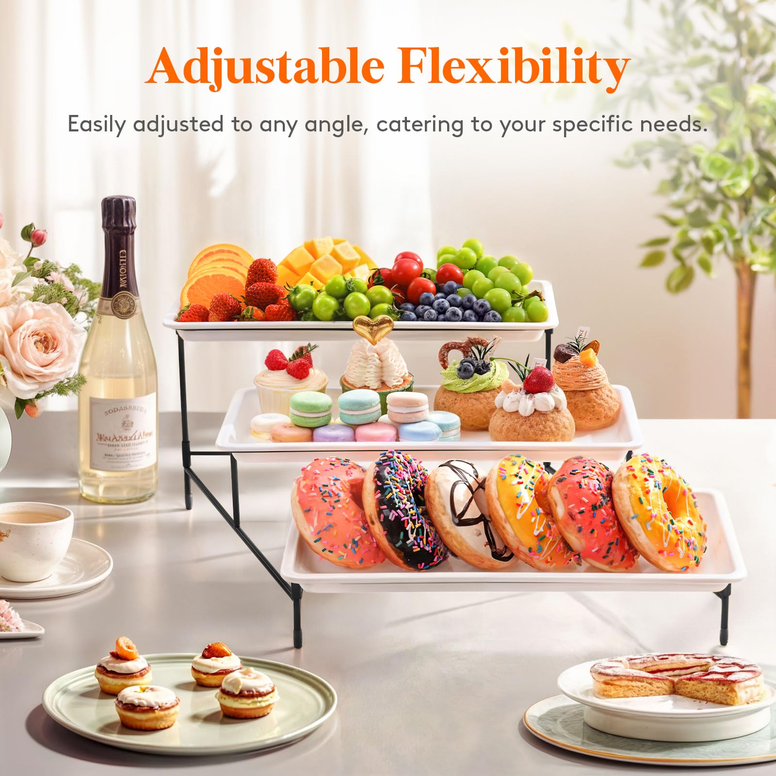Lifewit fruits display on middle tier for fresh appetizers