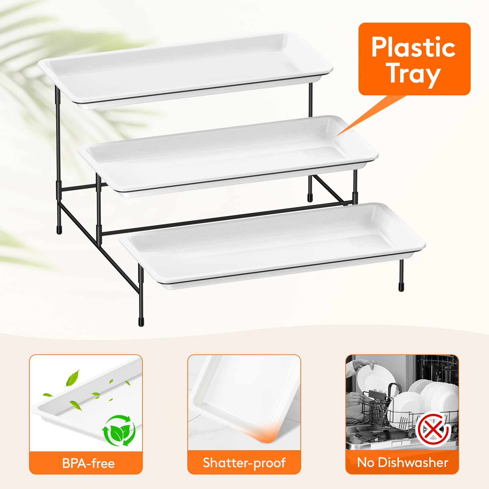 Lifewit three-tier trays close-up highlighting BPA-free plastic