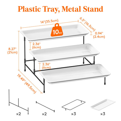 Lifewit 3-tier serving tray side view showing the collapsible stand