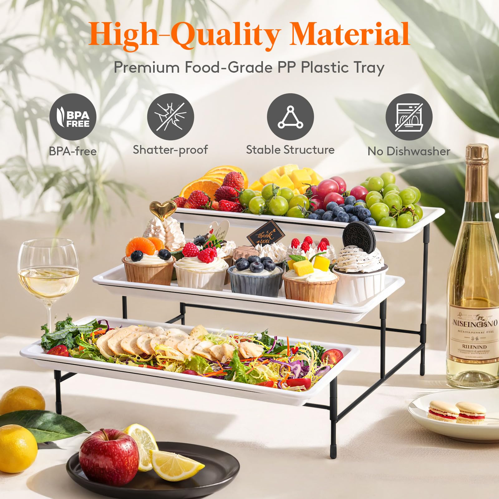 Lifewit stackable stand with rubber feet for stable buffet service