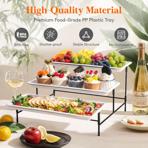 Lifewit stackable stand with rubber feet for stable buffet service