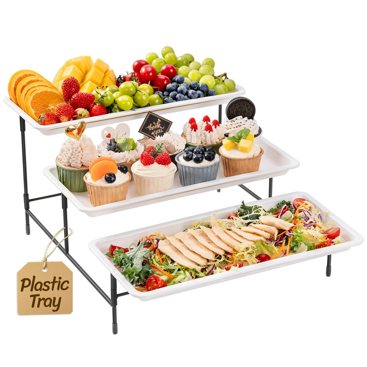 Lifewit 3-tier serving tray top view for elevated desserts and bites