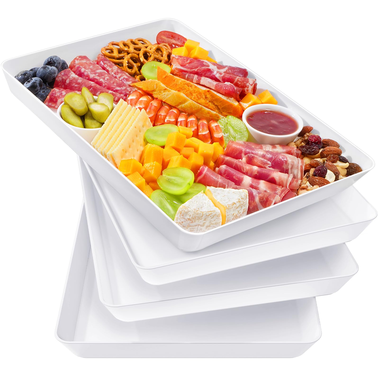 Lifewit 4pc rectangle serving platter 16x12 for an eye-catching buffet display of starters.
