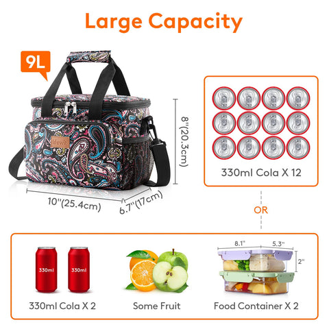 Lifewit 9L capacity fits 12 cans or a full lunch