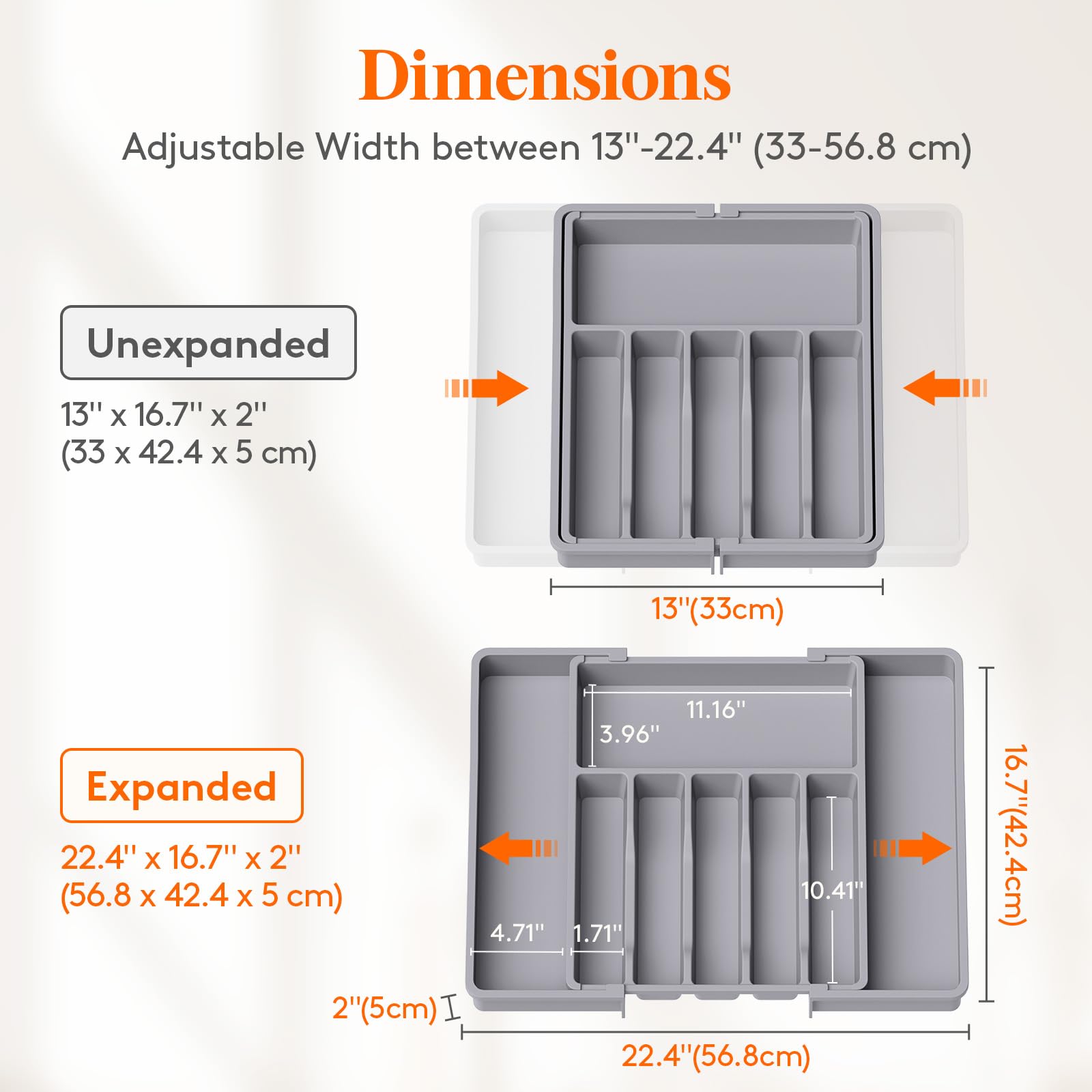 Lifewit adjustable flatware holder showing versatile drawer organization.