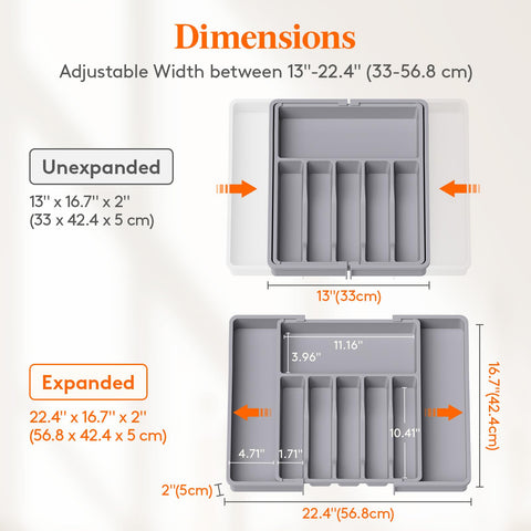 Lifewit adjustable flatware holder showing versatile drawer organization.
