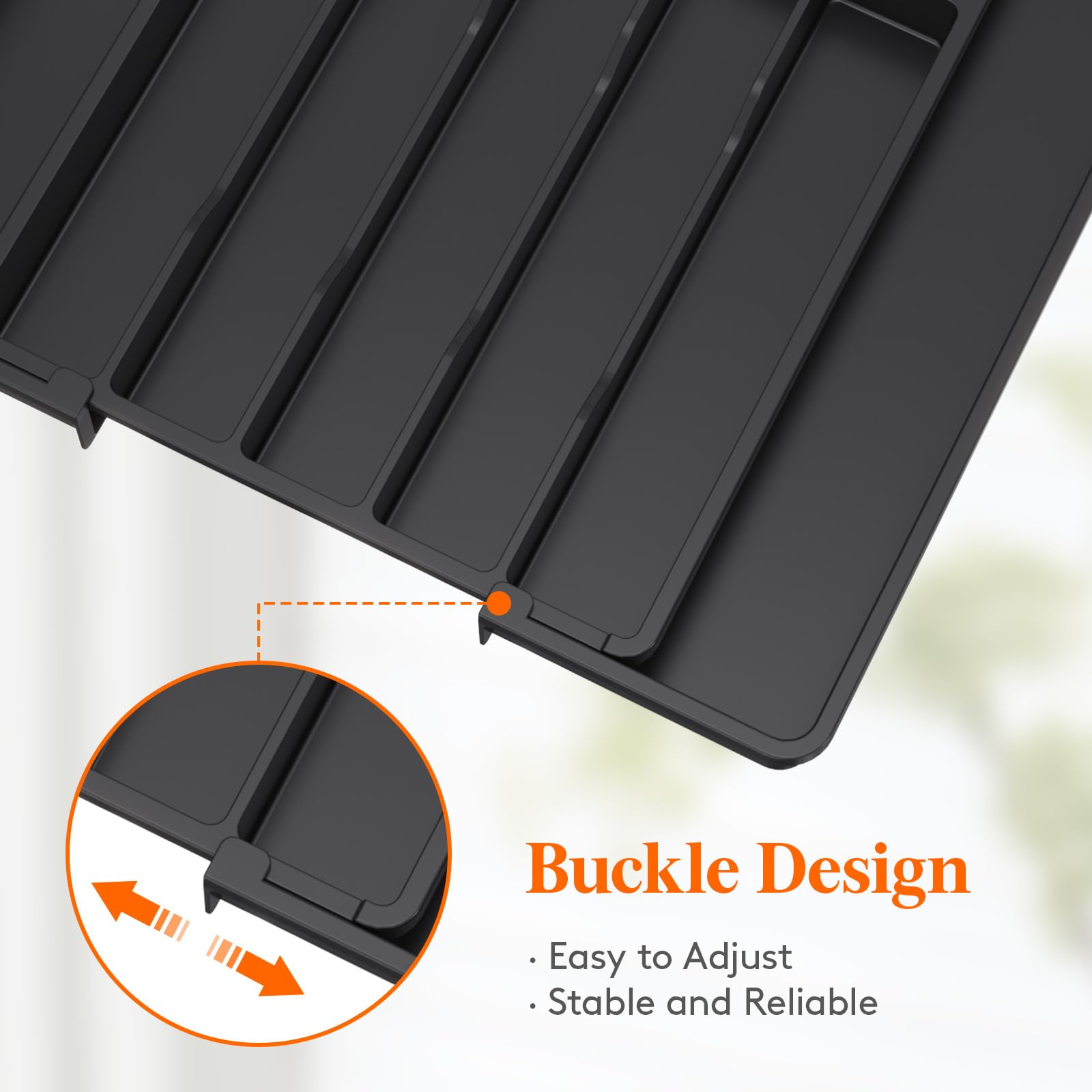 Lifewit black kitchen drawer organizer fits modern kitchens
